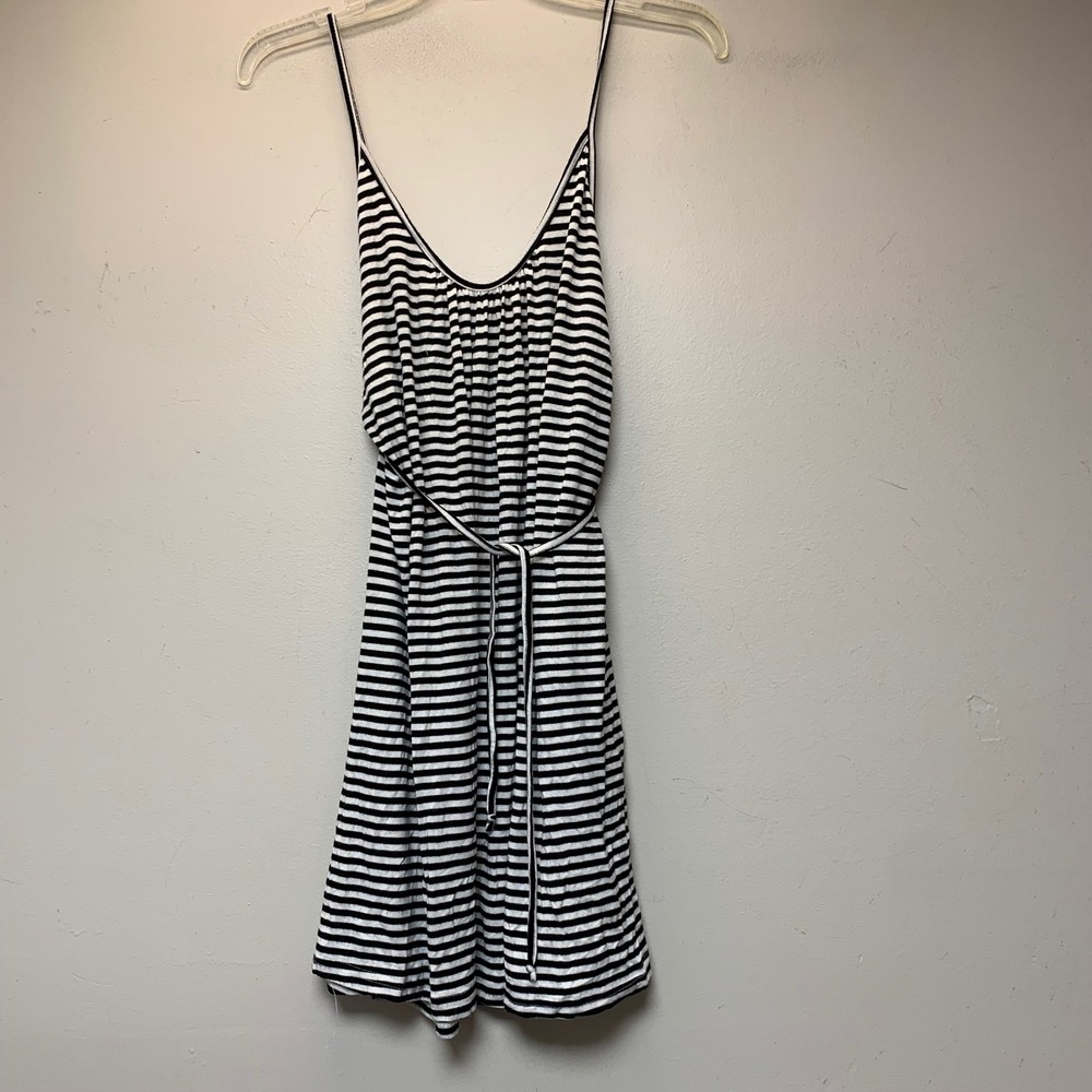 O'Neill Striped Mini Dress Womens Large Black White Good Coastal Spaghetti Strap